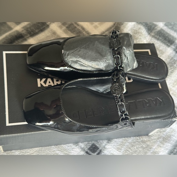 Karl Lagerfeld Black Flats Timeless Elegance - Picture 1 of 6